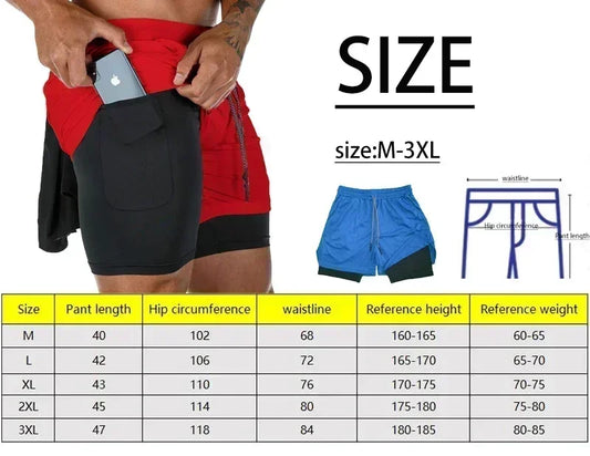 2024Berserk Men's Sports Shorts 2 in 1, Quick-drying Running Shorts, Gym and Fitness Training Double-layer Shorts for Men
