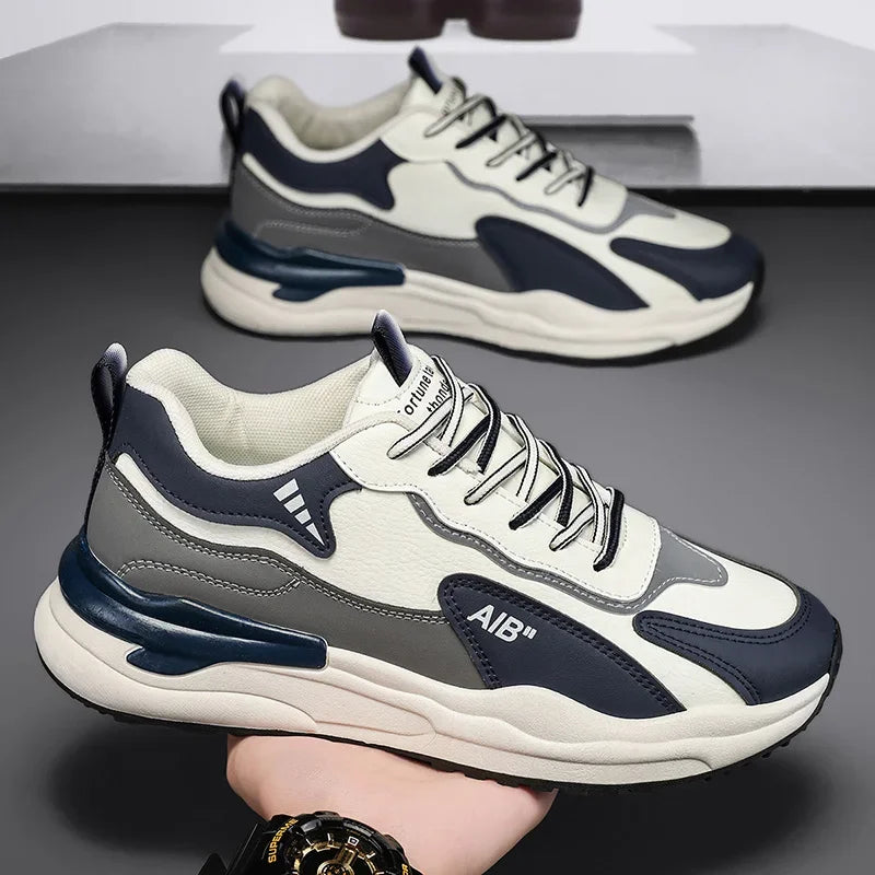 Summer Men's Shoes New Breathable Leather Face Casual Sports Shoes Korean Trendy Versatile Thick Bottom Shoes Casual Old Dad Sho