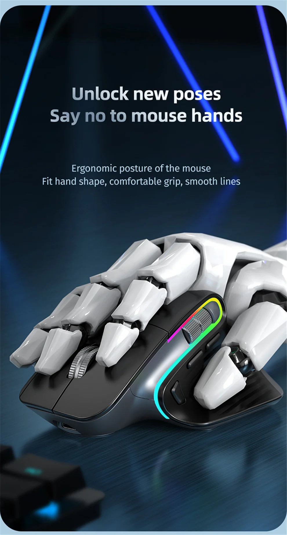 2.4G Wireless Mouse Bluetooth RGB Rechargeable Ergonomic Design Computer Mice For Computer Gaming Office