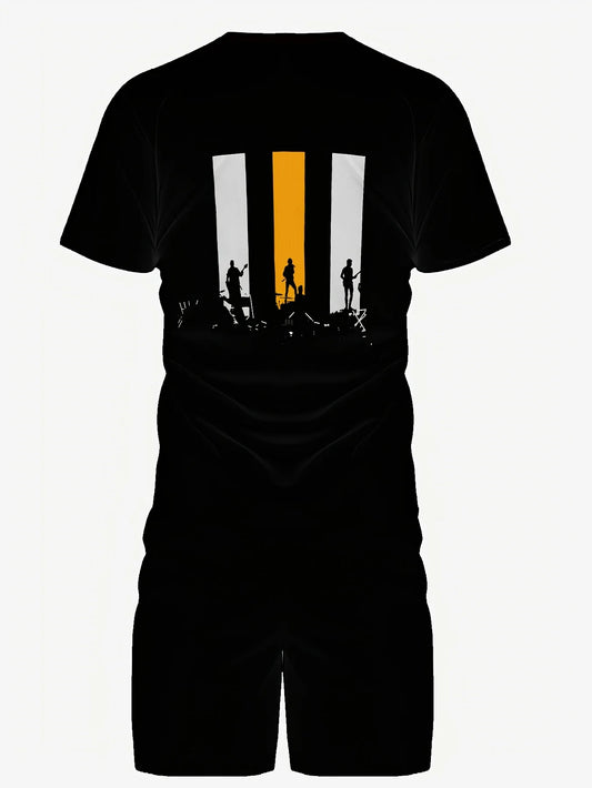 The 2025 summer new men's suit is a casual and fashionable 3D printed short-sleeved lightweight, breathable, quick-drying and sw