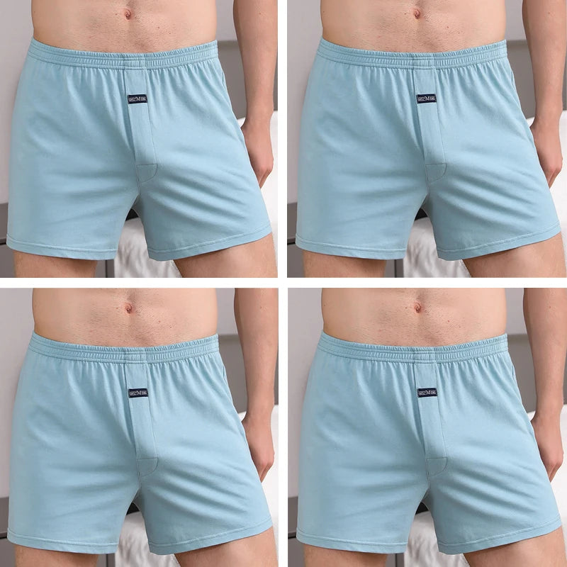 4pcs Male Arrow Pants Men Cotton Boxers Shorts Loose Mid-Waisted Men's Plus Size Underwear Homewear Comfortable Panties