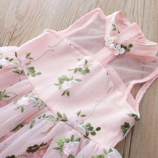 Baby Girls Summer Clothes Kids Dresses for Girls 2-7Y Embroidery Lace Flower Party Wedding Dress Children Girls Princess Dress