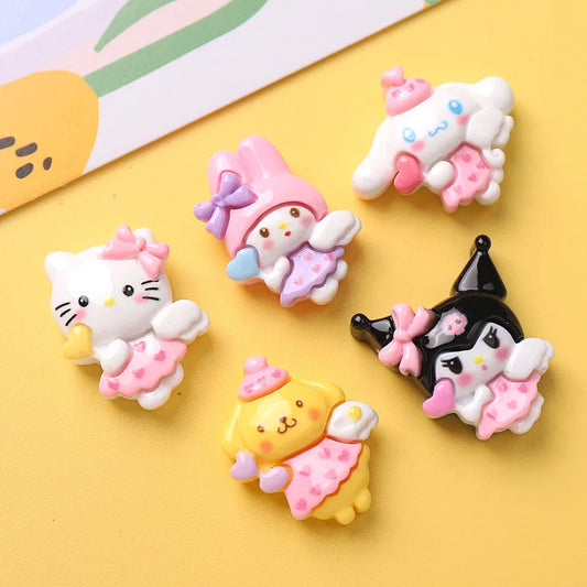 10 Pcs New Kawaii Cartoon Animal Kitten Puppy Rabbit Series Resin Scrapbook DIY Jewelry Hairpin Headrope Decoration Crafts A21