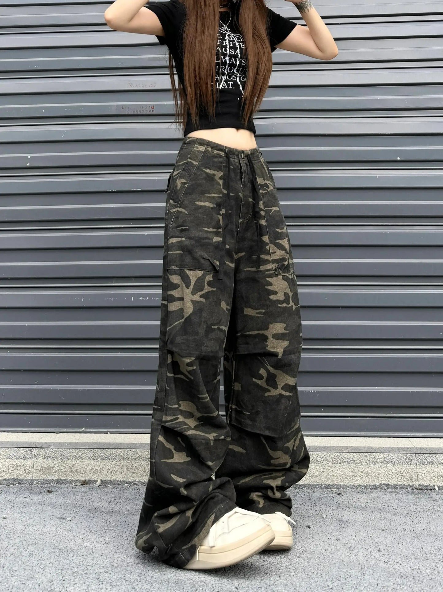 Camouflage Baggy Cargo Pants Women High Rise Trousers Straight Wide Leg Oversize Pants 2024 Summer Aesthetics Vintage Y2K jeans