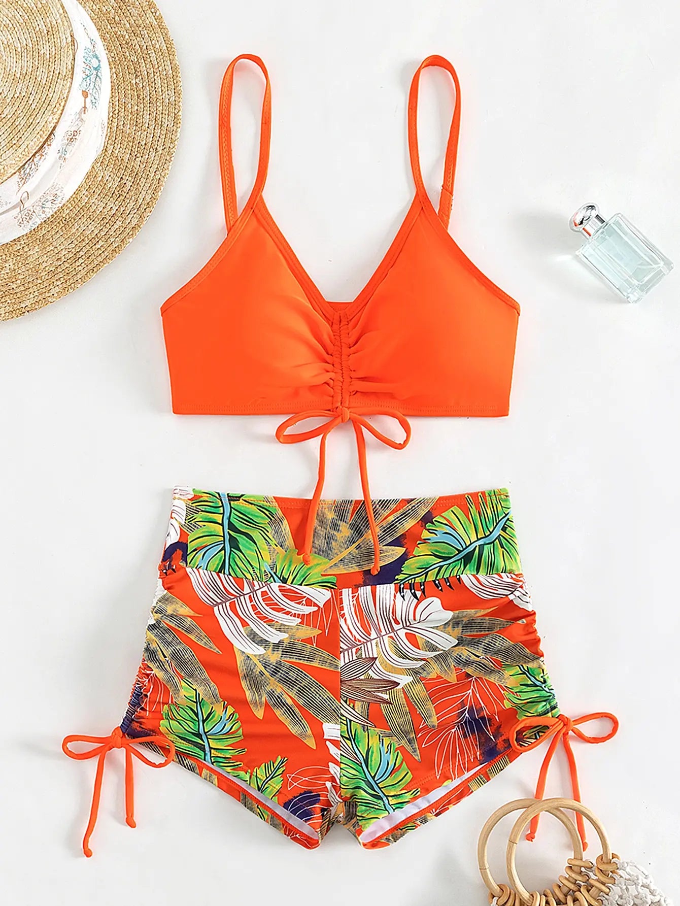 2025 Tie Dye Bikini Drawstring Swimsuit Women High Waist Shorts Swimwear Female Padded Bathing Suit Swimming Beachwear Summer