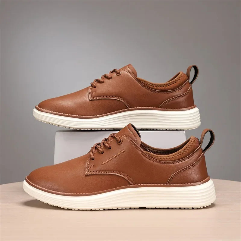 2025 Spring Summer Men Shoes Breathable High Quality Outdoor Footwear Class Leather Upper Anti-Slip Walking Training Sneakers