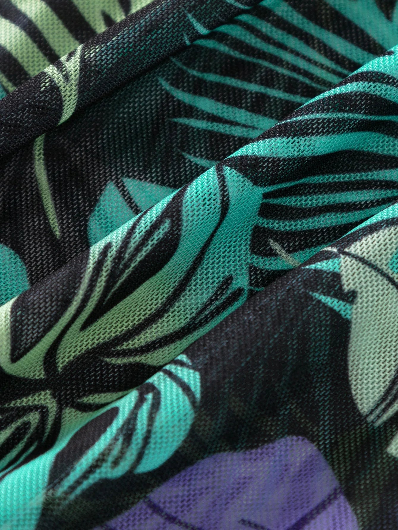 2025 New Women 3 Pieces Swimsuit Leaf Pattern Bikini Set+Long Sleeve Cover Up Tankini Beachwear Drawstring Swimwear Bathing Suit