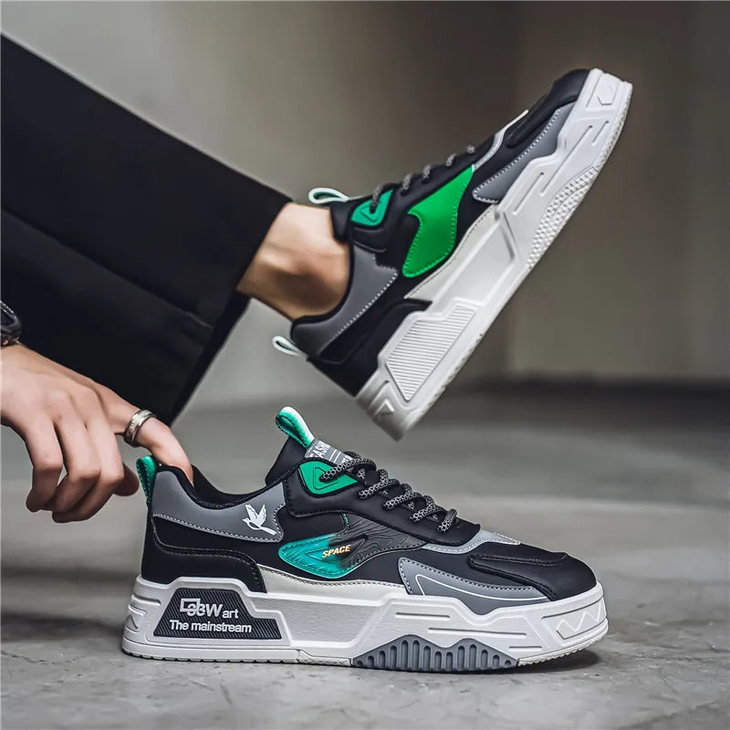 2024 Autumn New Casual Sports Shoes Men's Leather Low-Top Fashion Trend Easiest for Match Running Shoes Men's Skateboard Shoes Suitable for Outdoor Sports