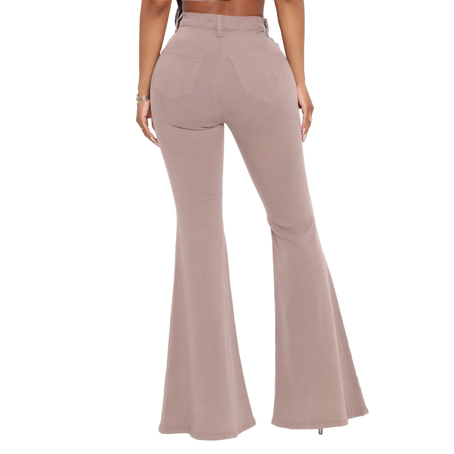 Women Jeans Flare Pants Sexy Denim Long Pant Hip Wrap Casual Solid Elegant Splice Regular Slim Fit High Waist Trousers Summer