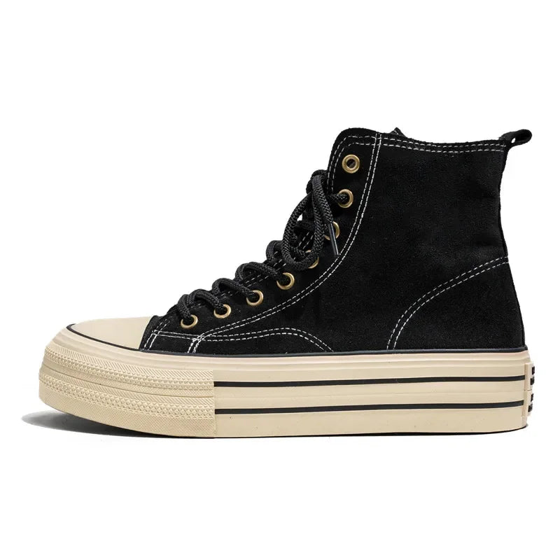 Classic Fashion Skateboarding Shoes for Men Women Comfy Suede Leather High Top Sneakers Men Height-increasing Platform Sneakers