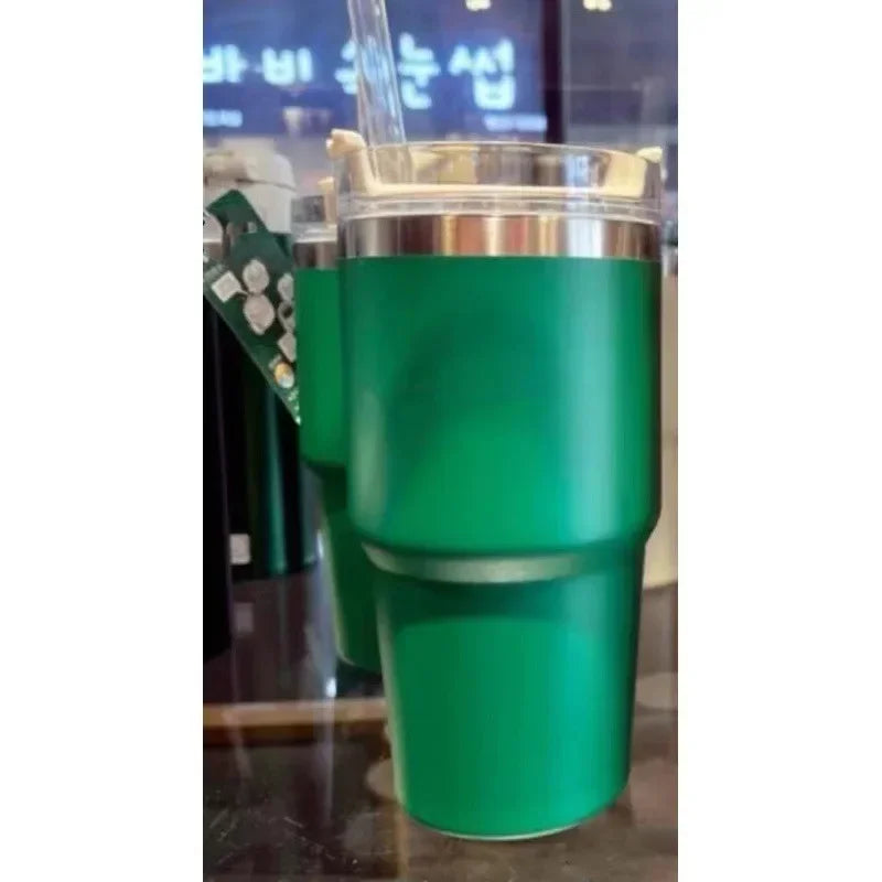 2025-304 stainless steel ice bar water cup handle vacuum vacuum cup New large capacity coffee car car cup20OZ