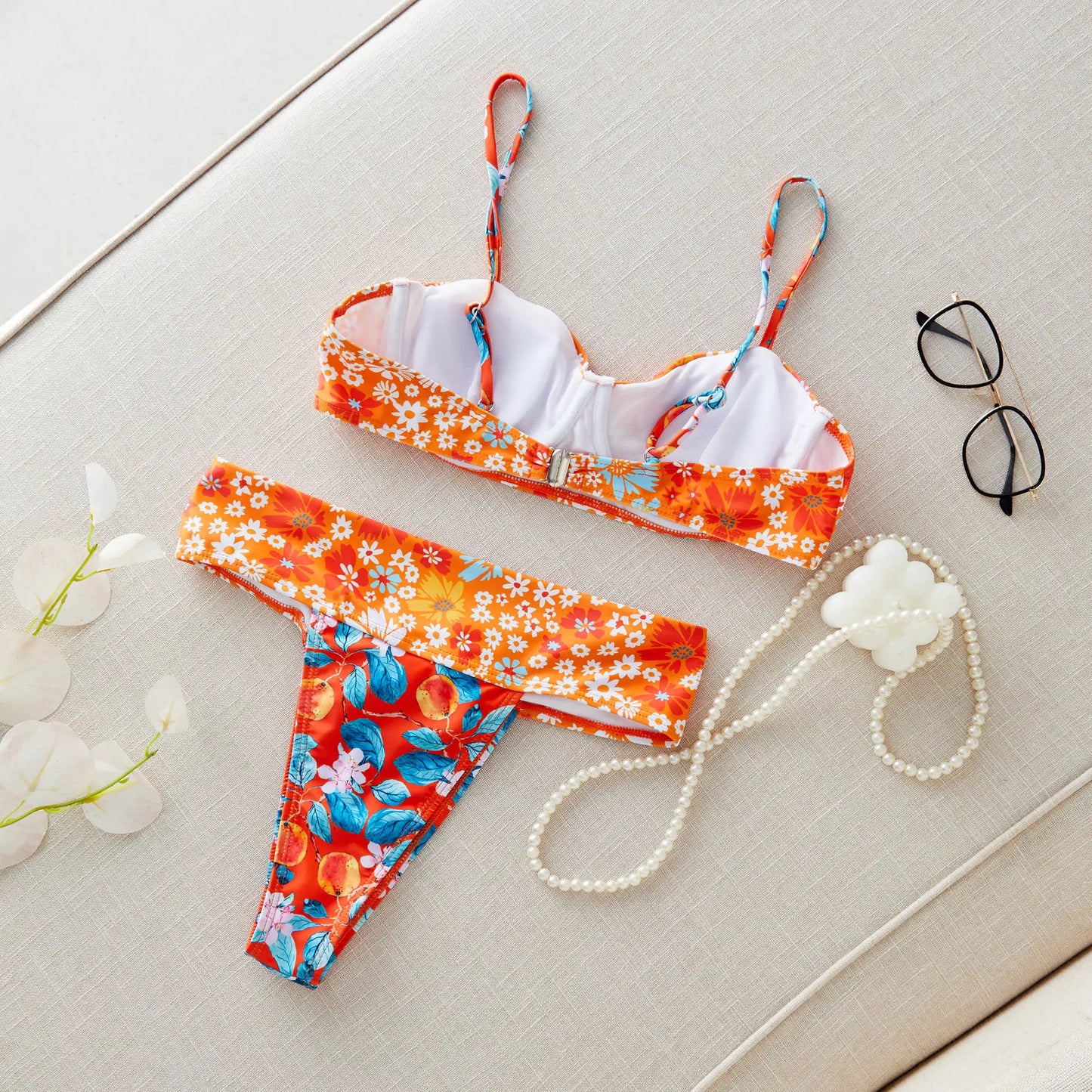2024 New Sexy Brazilian Bikini Set Women Print Biquini Female Cut Bikinis Swimwear Push Up Swimsuit Bath Suit