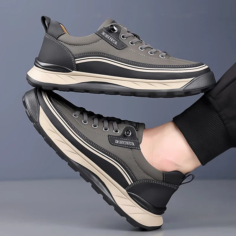 2025 High Quality Brand Men's Leather Casual Shoes Outdoor Hiking Shoes Anti Slip Wear-resistant Men's Hiking Shoes Breathable