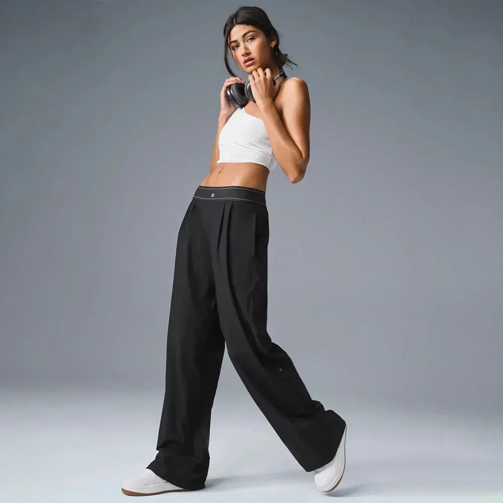 AL Summer Suit Pants Suit Up Trouser Sports High Waisted Straight Leg Wide Pants Women's Outdoor Comfortable Loose Suit Pants
