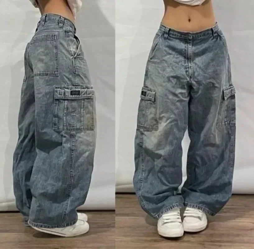 American Fashion Trend Selling Washed Jeans Women Men Y2K New Street Retro Joker Straight Wide Leg Pants Unisex Punk Loose Jeans