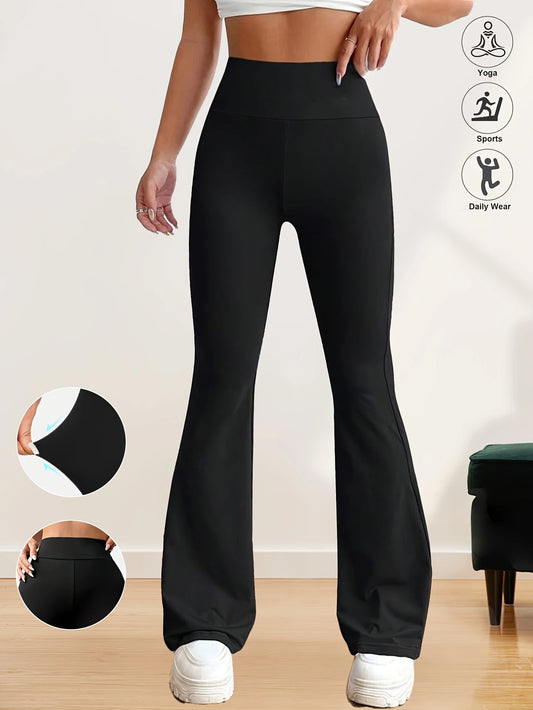 Spring and summer nude flared pants, high waisted slimming leggings, hip lifting slightly wide leg running and fitness pants