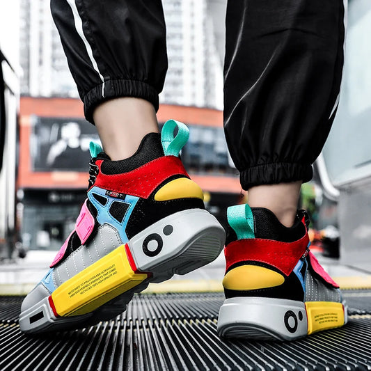 Wudao student couple sports board shoes Women's new non-slip thick soled sports shoes men ventilated Velcro casual shoes