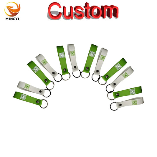 50PCS Custom 20mm Widened Silicone Keyrings Customizable QR Code Personalized Customized Rubber Keychains ID Keytags Car LOGO