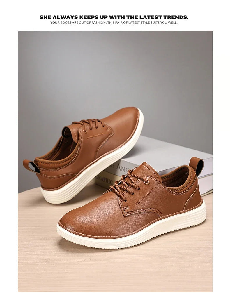 2025 Spring Summer Men Shoes Breathable High Quality Outdoor Footwear Class Leather Upper Anti-Slip Walking Training Sneakers