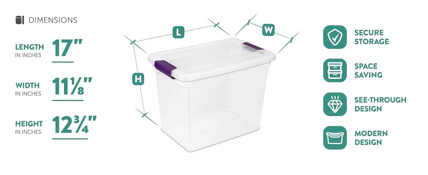 Sterilite 24-Pack 66 Quart ClearView Latch Box, Stackable Organizer Bins with Latching Lids - Clear Plastic Organization Contain