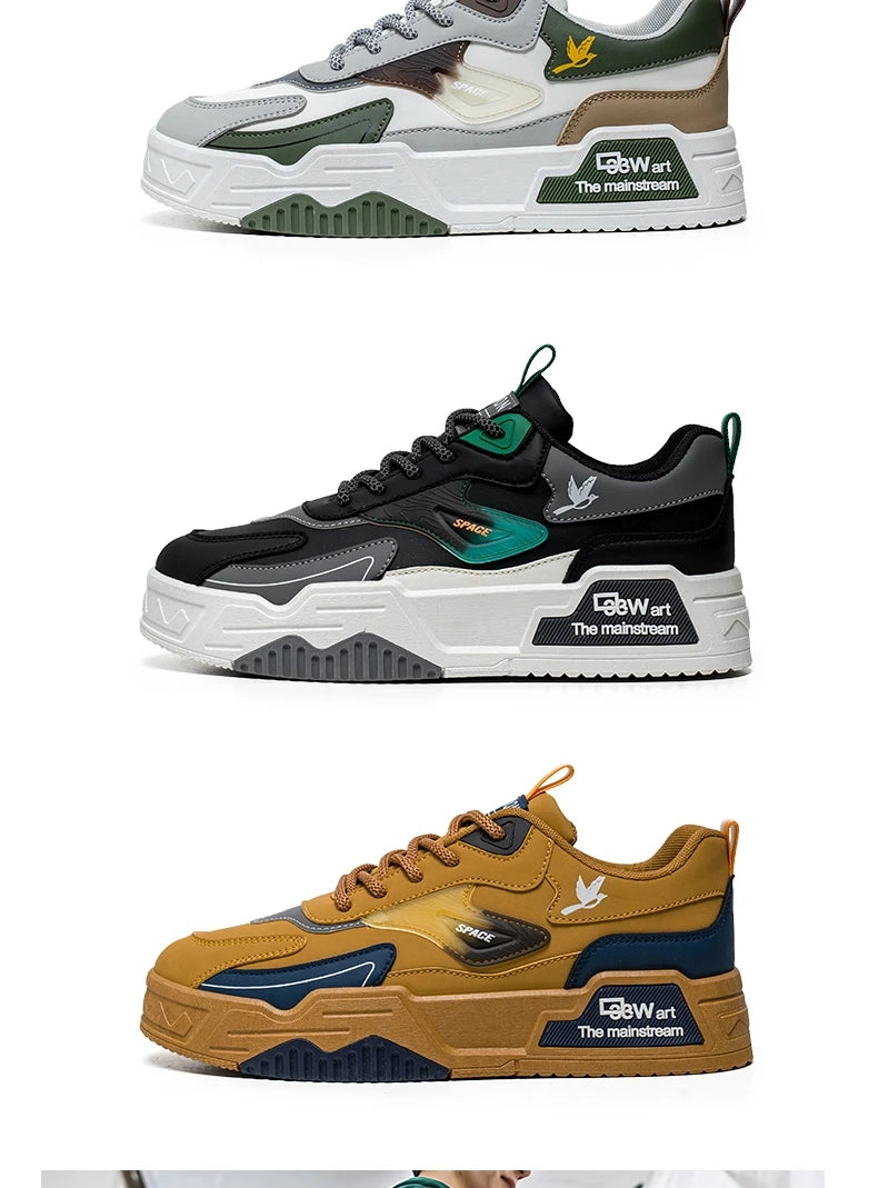 2024 Autumn New Casual Sports Shoes Men's Leather Low-Top Fashion Trend Easiest for Match Running Shoes Men's Skateboard Shoes Suitable for Outdoor Sports