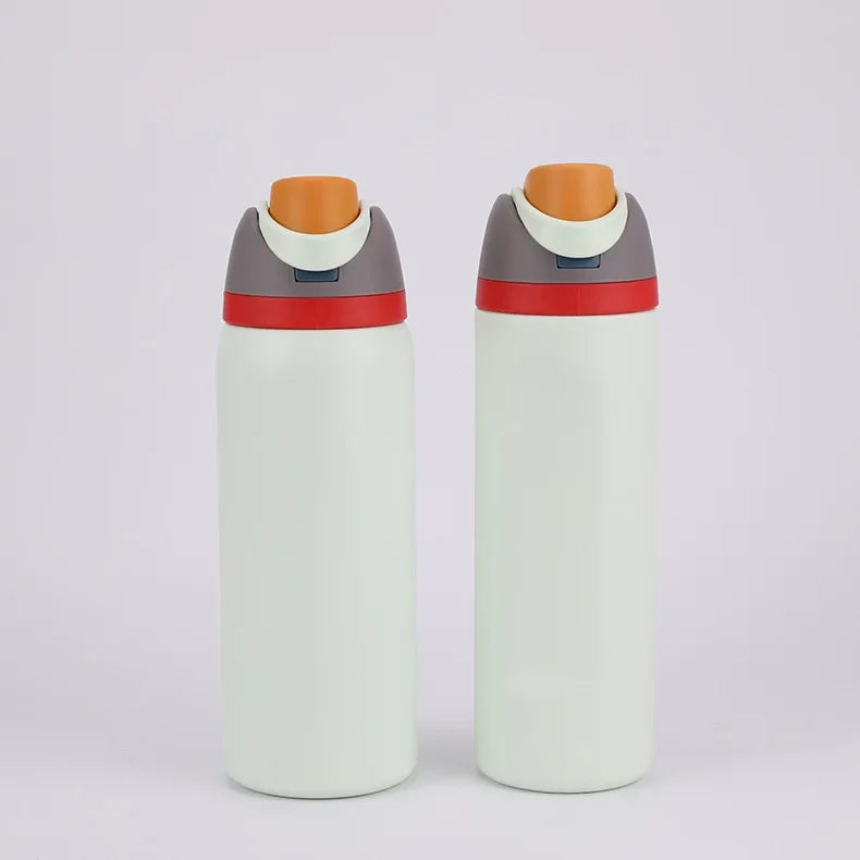 24/32oz New 304 Thermos Cup Double-Layer Stainless Steel Space Kettle Water Bottle with Straw Car Outdoor Sports Camping Sports