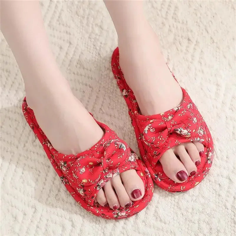 2024 Cotton Shoes Women Household Slippers Indoor Floor Flip Flops Summer Simple Mute Slides Home Sandals Zapatos De Mujer