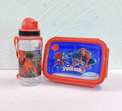Anime Cartoon SpiderMan Lunch Box Set with Water Cup Microwaveable for Students Special Compartment Lunch Box Portable Lunch Box