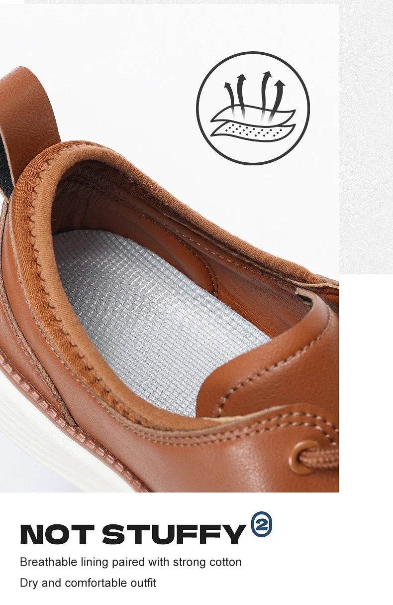2025 Spring Summer Men Shoes Breathable High Quality Outdoor Footwear Class Leather Upper Anti-Slip Walking Training Sneakers
