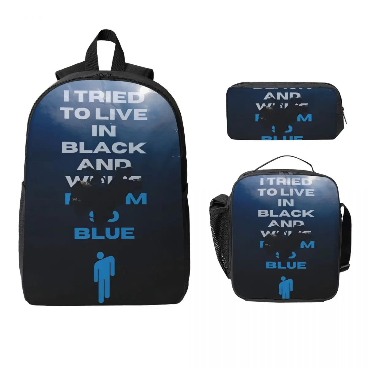 B-Billies E-Eilishing Kids Backpack Lunch Box Pencil Boxes for Boys Girls Backpacks School bag Bookbag Set