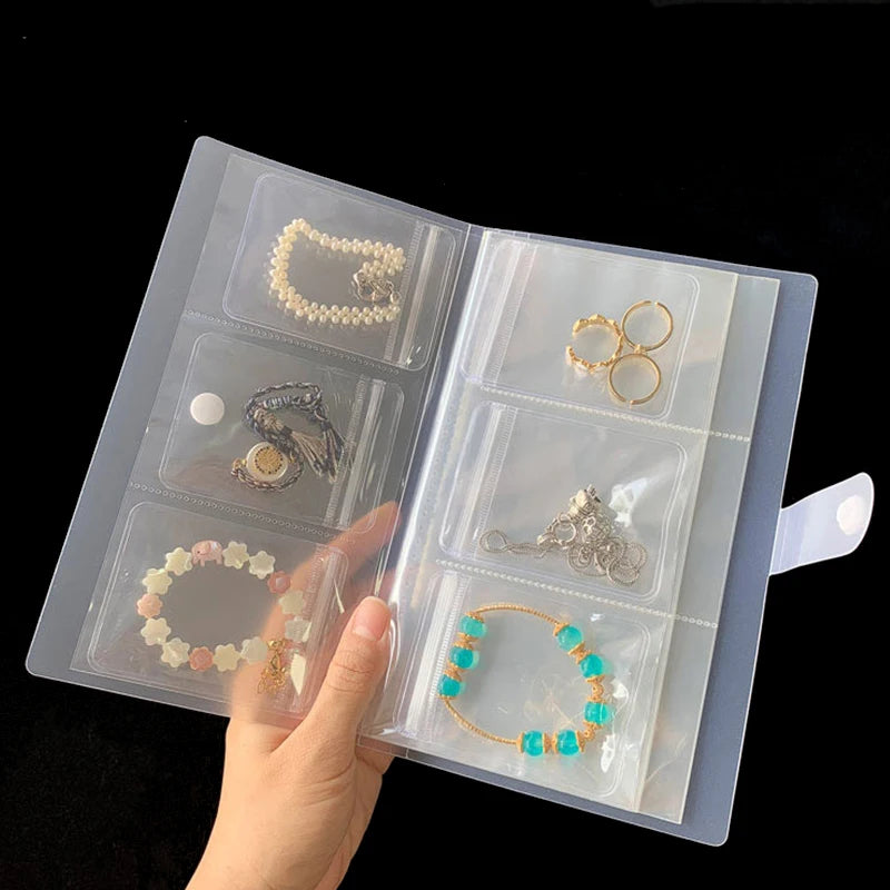 Anti-oxidation Jewelry Storage Albums Desktop Drawer Organizer BoxesTransparent Necklace Bracelet Ring Book Holder Jewelry Bag