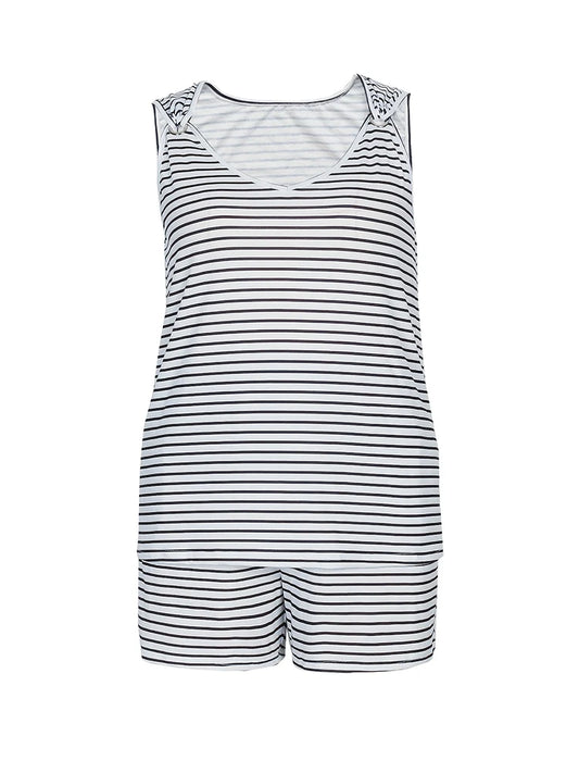 Women's 2025 Summer New Sleeveless Round Neck Vest Casual Short Jumpsuit With Pockets Jumpsuit Two Piece Set