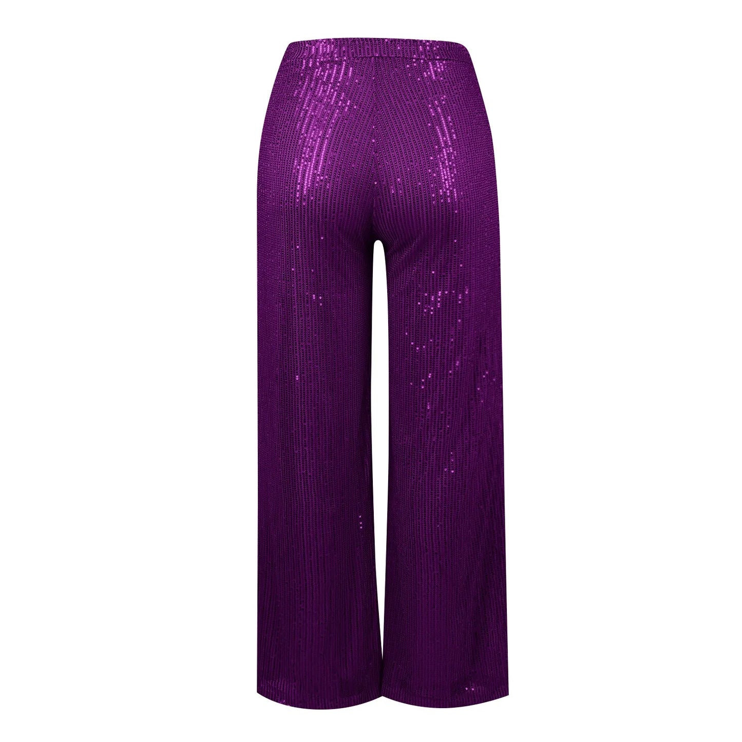 Women's Fashion Solid Color High Waist Sequin Side Zipper Draped Wide Leg Pants Pants for Women Women’s Pants Women’s Pants 2024