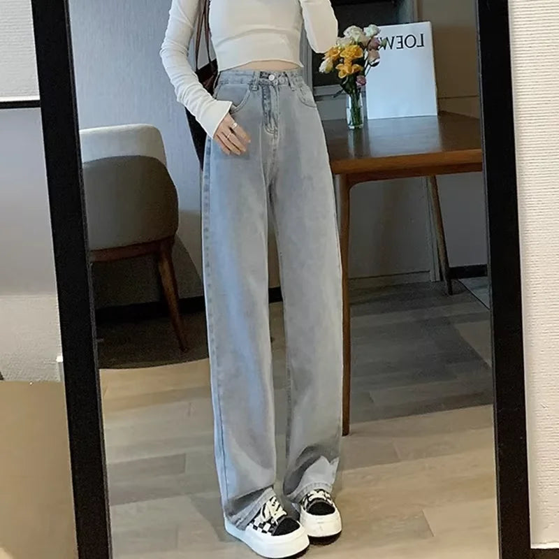 Spring And Summer New High Waisted Slim Jeans For Women Niche Casual Loose Thin Floor Pants Wide Leg Pants Trendy Pants