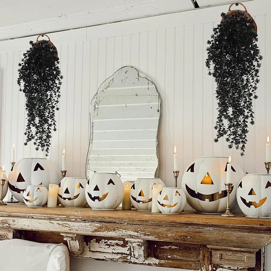 70CM Artificial Eucalyptus Plant Hanging Simulation Black Fake Hanging Vine Plants Diy Home Outdoor Halloween Thanksgiving Decor