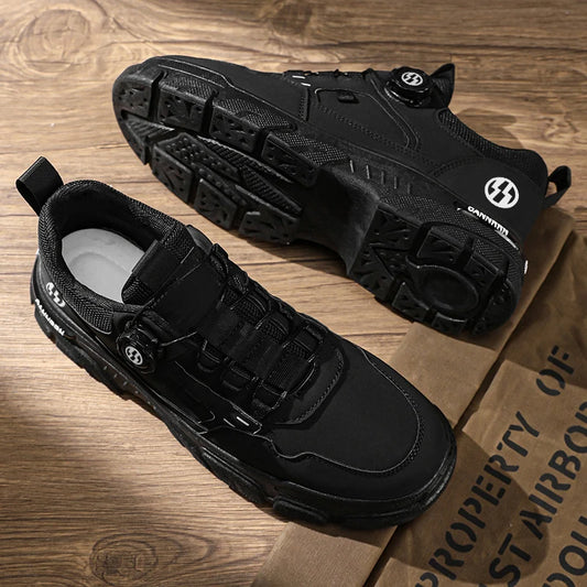 British Style Outdoor Men Work Shoes Rotating Button Fashion Motorcycle Shoes Versatile Men Casual Shoes Comfortable Sport Shoes