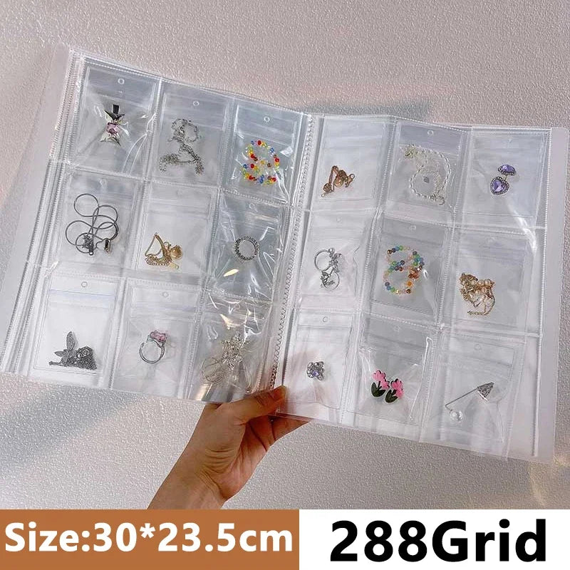 Anti-oxidation Jewelry Storage Albums Desktop Drawer Organizer BoxesTransparent Necklace Bracelet Ring Book Holder Jewelry Bag