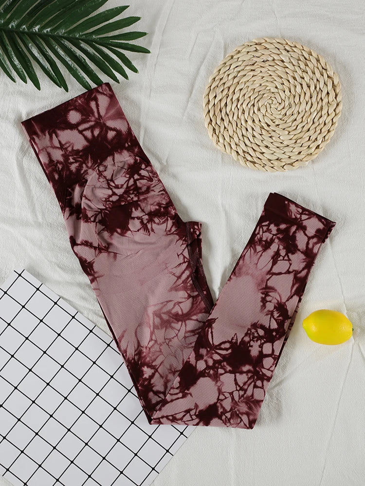 Tie Dye Seamless Gym Leggings Women Push Up Women Mallas Sports Fitness Contour Yoga Running Pants Elastic Leggins