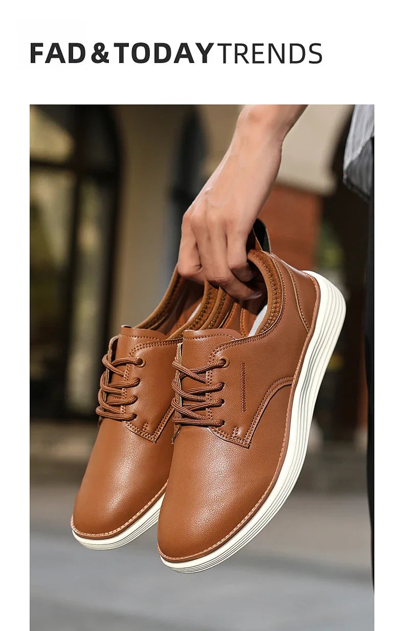 2025 Spring Summer Men Shoes Breathable High Quality Outdoor Footwear Class Leather Upper Anti-Slip Walking Training Sneakers