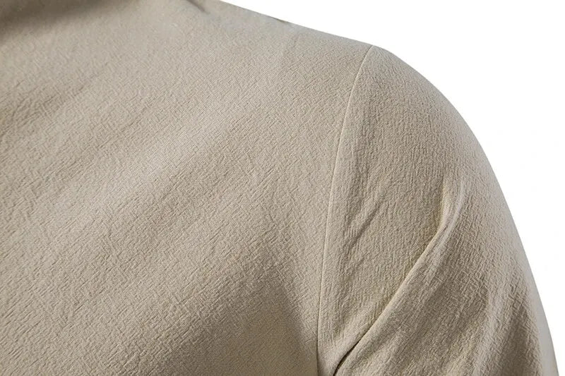 King Billion Men's Shirts Casual Men Cotton Linen Long Sleeve T-shirt Spring Autumn Vintage Shirt US Size Drawstring Neck
