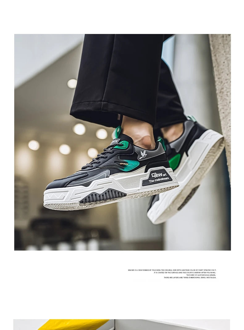 2024 Autumn New Casual Sports Shoes Men's Leather Low-Top Fashion Trend Easiest for Match Running Shoes Men's Skateboard Shoes Suitable for Outdoor Sports