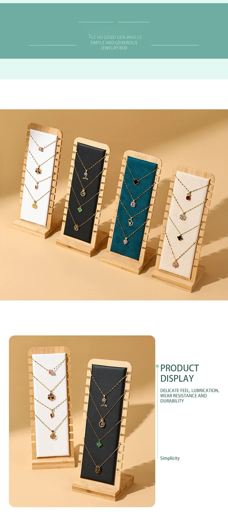 Bamboo Jewelry Display Stand Necklace Display Stand Wooden Multiple Necklace Easel Showcase Display Holder for Necklaces