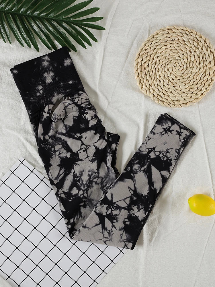 Tie Dye Seamless Gym Leggings Women Push Up Women Mallas Sports Fitness Contour Yoga Running Pants Elastic Leggins
