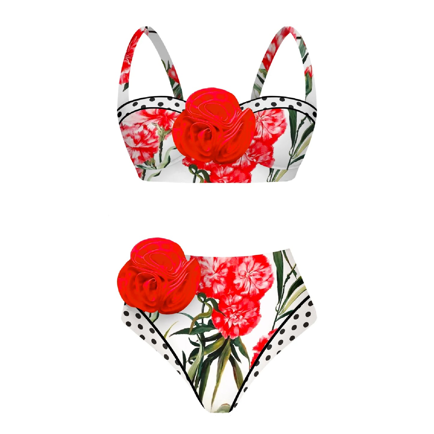 2025 Bikini Underwire 3D Flower Swimsuit High Waist Swimwear for Women Push Up Two Piece Bathing Suits Summer Female