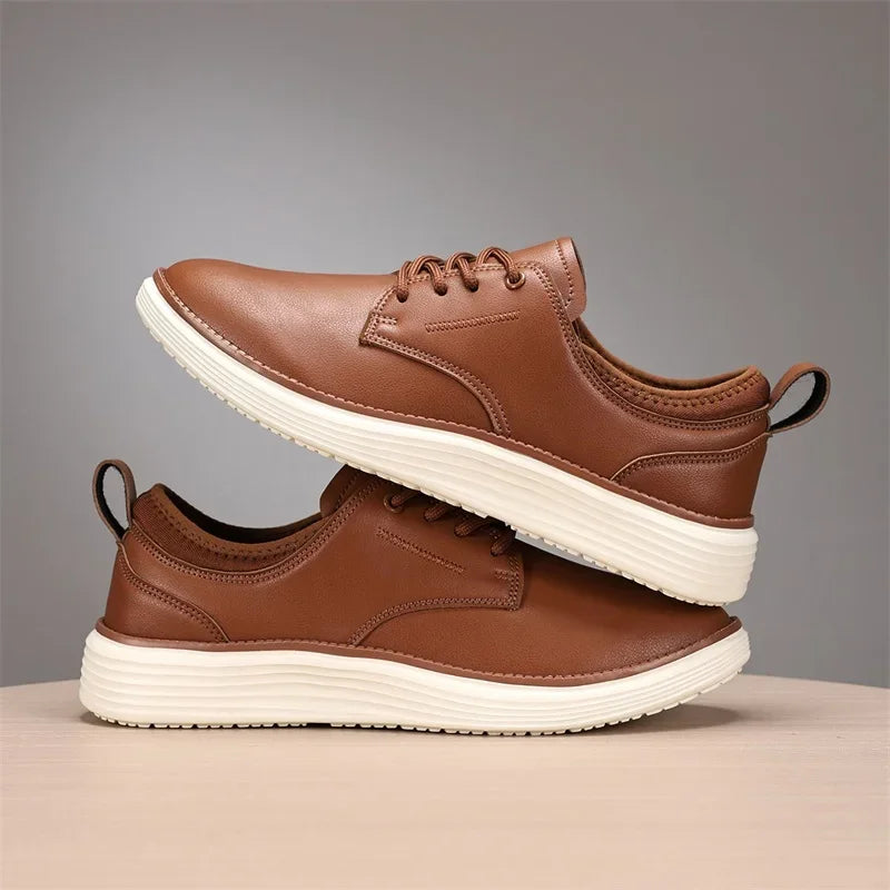 2025 Spring Summer Men Shoes Breathable High Quality Outdoor Footwear Class Leather Upper Anti-Slip Walking Training Sneakers