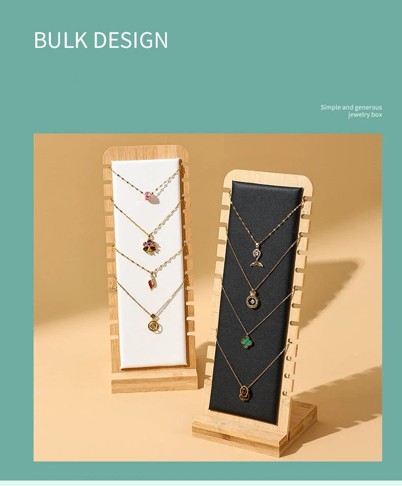 Bamboo Jewelry Display Stand Necklace Display Stand Wooden Multiple Necklace Easel Showcase Display Holder for Necklaces