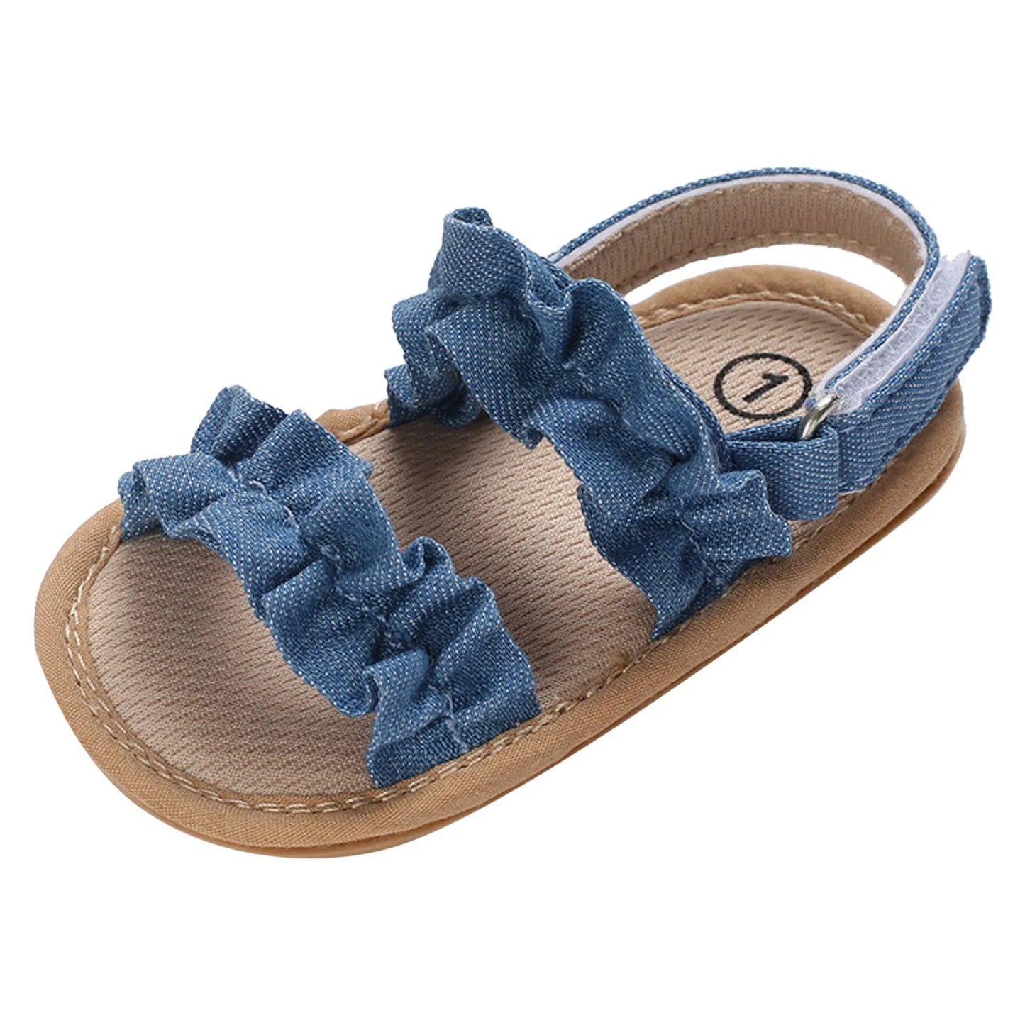 0-18M Baby Cute Preschool Summer Sandals Pleated Upper Princess Casual Soft Rubber Sole Anti Slip Shoes Girl's Walking Shoes