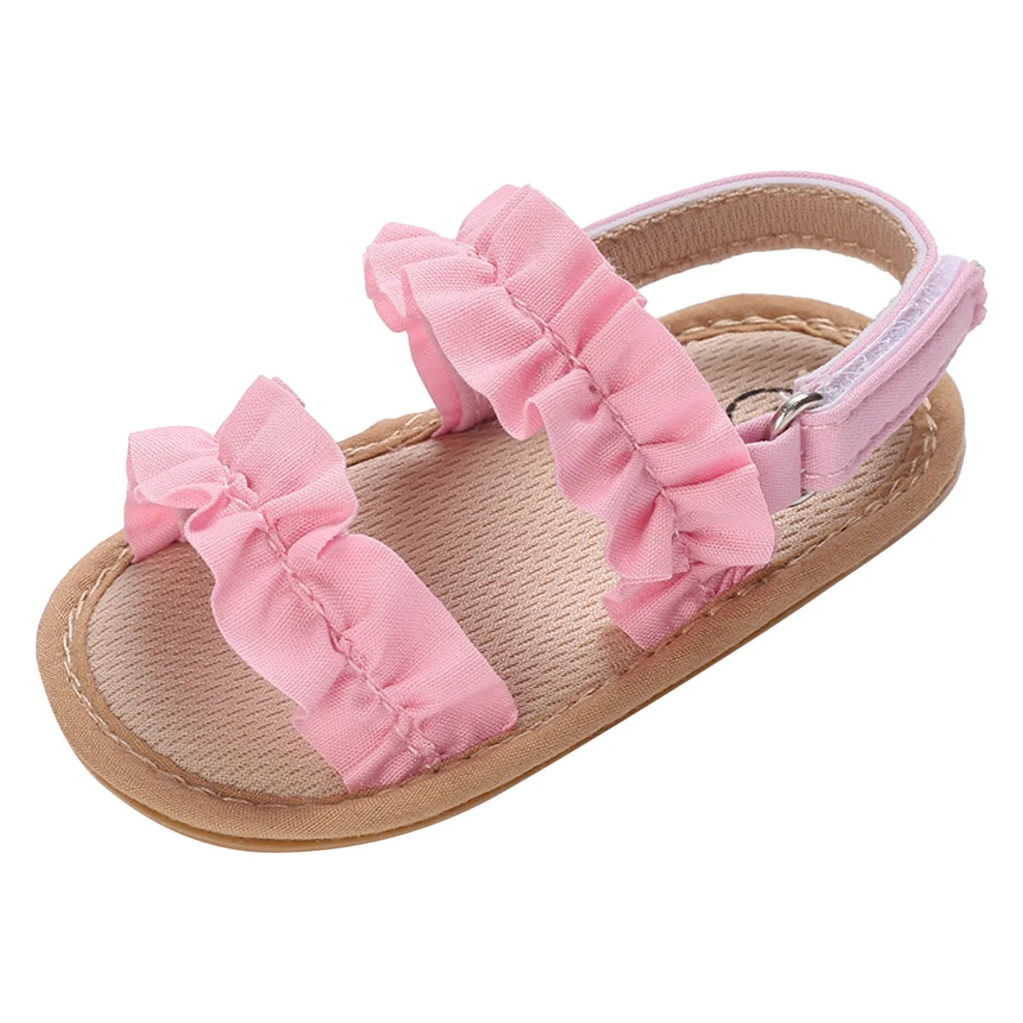 0-18M Baby Cute Preschool Summer Sandals Pleated Upper Princess Casual Soft Rubber Sole Anti Slip Shoes Girl's Walking Shoes