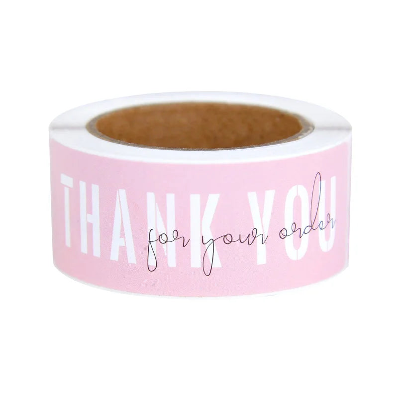120Pcs/roll Thank You Self-adhesive Label Sticker Rectangular Sealing Stickers Business Bakery Shop Thank Customers Gifts