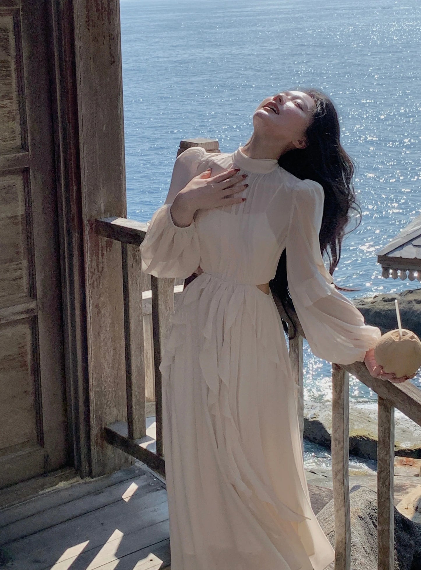 Beach Style Chiffon Y2k Mini Dress Office Lady Casual Long Sleeve Elegant One Piece Dress Korean Fashion Clothing Summer 2023